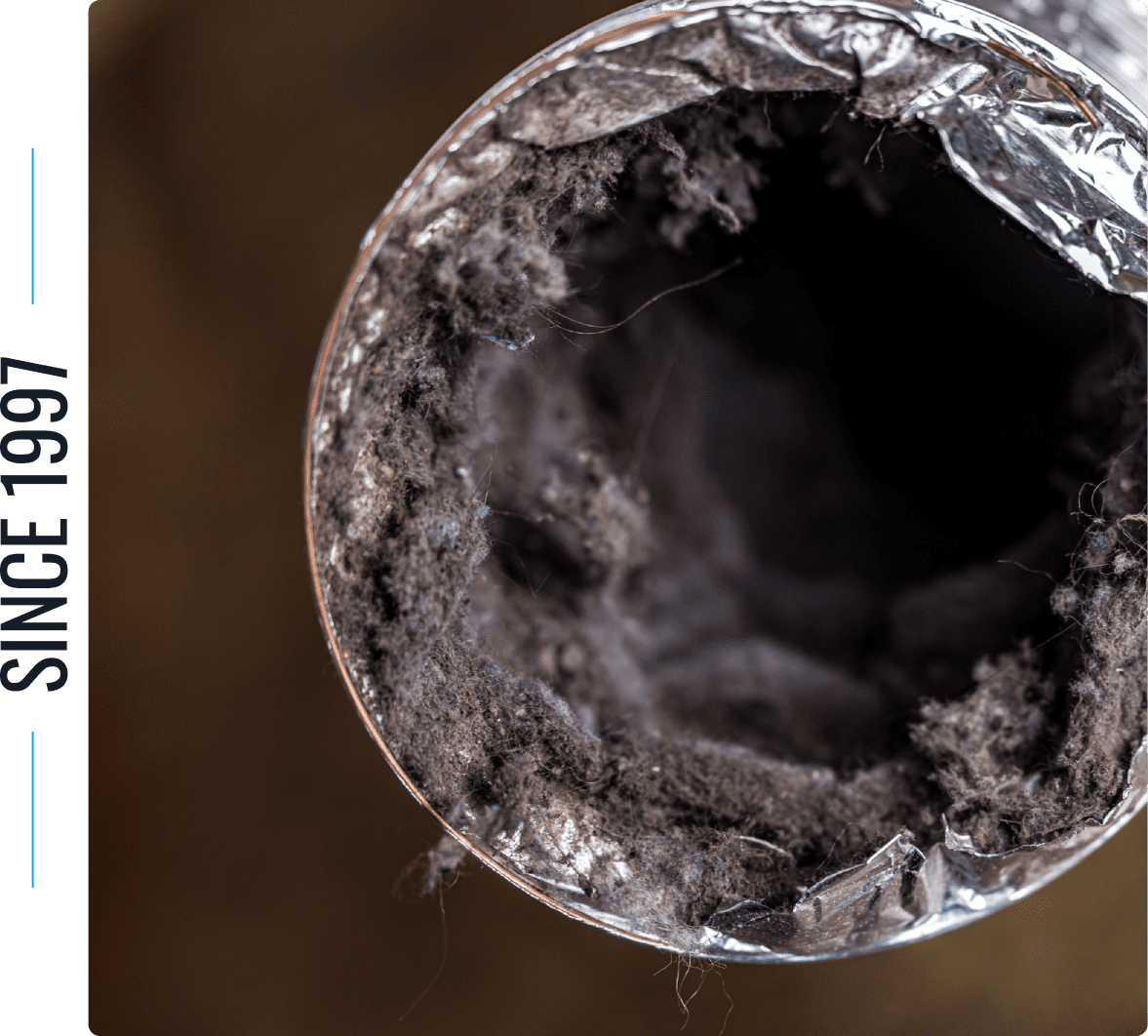 Clogged dryer vent with lint buildup